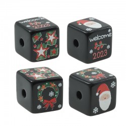 Acrylic Christmas Bead Cube "welcome 2023" 15.5mm (Ø4mm)