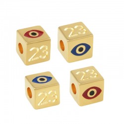 Zamak Lucky Slider Cube "23" w/ Evil Eye & Enamel 8mm (Ø3.2)