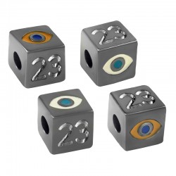 Zamak Lucky Slider Cube "23"w/ Evil Eye & Enamel 10mm (Ø5.2)