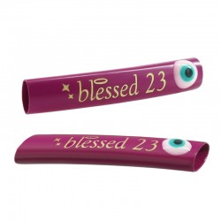 Brass Painted Lucky Tube "blessed 2023" w/ Evil Eye 6x35mm