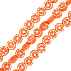 Polymer Clay Mosaic Slider Round Orange 10mm (Ø2mm) (43pcs)