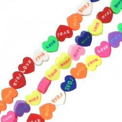 Polymer Clay Mosaic Slider Heart "LOVE" 10mm (Ø2mm) (~40pcs)