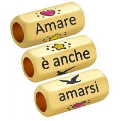 Brass Tube Hexagon "Amare" w/ Enamel 8x19mm (Ø5mm)