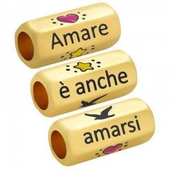 Tubo in Ottone "Amare È Anche Amarsi" Smaltato 8x19mm (Ø5mm)