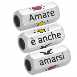 Tubo in Ottone "Amare È Anche Amarsi" Smaltato 8x19mm (Ø5mm)