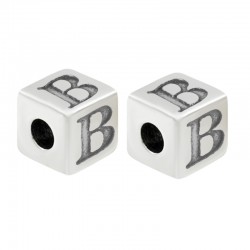 Zamak Bead Cube w/ Letter "B" 7mm (Ø3.7mm)