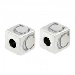Zamak Bead Cube w/ Letter "C" 7mm (Ø3.7mm)