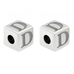 Zamak Bead Cube w/ Letter "D" 7mm (Ø3.7mm)