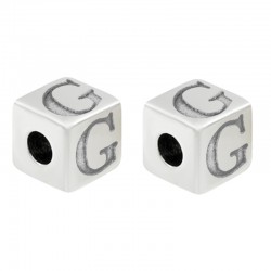 Zamak Bead Cube w/ Letter "G" 7mm (Ø3.7mm)