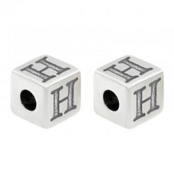 Zamak Bead Cube w/ Letter "H" 7mm (Ø3.7mm)