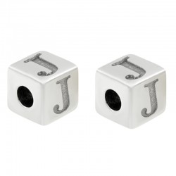 Zamak Bead Cube w/ Letter "J" 7mm (Ø3.7mm)