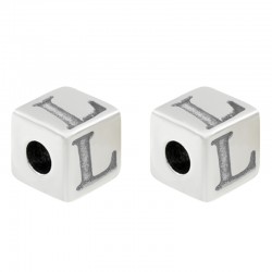 Zamak Bead Cube w/ Letter "L" 7mm (Ø3.7mm)
