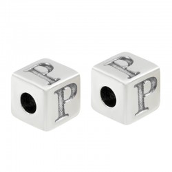 Zamak Bead Cube w/ Letter "P" 7mm (Ø3.7mm)