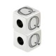 Zamak Bead Cube w/ Letter "Q" 7mm (Ø3.7mm)