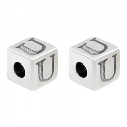 Zamak Bead Cube w/ Letter "U" 7mm (Ø3.7mm)