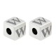 Zamak Bead Cube w/ Letter "W" 7mm (Ø3.7mm)