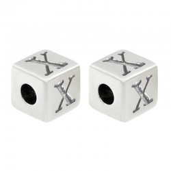 Zamak Bead Cube w/ Letter "X" 7mm (Ø3.7mm)