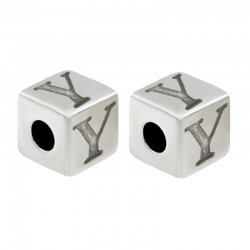 Zamak Bead Cube w/ Letter "Y" 7mm (Ø3.7mm)