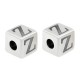 Zamak Bead Cube w/ Letter "Z" 7mm (Ø3.7mm)