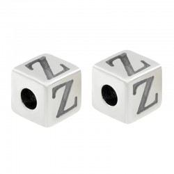 Zamak Bead Cube w/ Letter "Z" 7mm (Ø3.7mm)