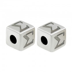 Zamak Bead Cube w/ Letter "Σ" 7mm (Ø3.7mm)