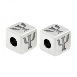 Zamak Bead Cube with Letter "Ψ" 7mm Ø3.7mm