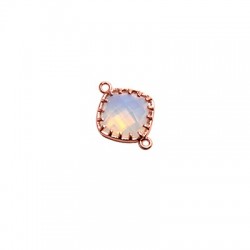 Brass Square Connector w/ Glass Stone 13x18mm