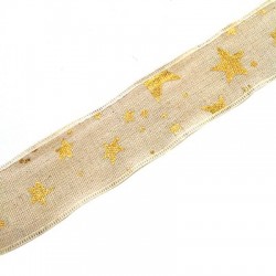 Ribbon Cotton Hemp with Stars 38mm (~9.5yards/spool)