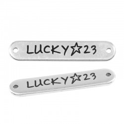 Brass Connector Tag “LUCKY 2023” w/ Star 25x5mm (Ø1.2mm)