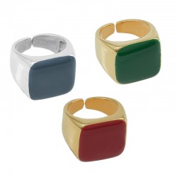 Bague Carrée en Laiton Émaillé 16 Mm/16 mm