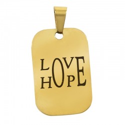 Stainless Steel 304 Charm Tag "HOPE LOVE" 16.5x25mm/1.5mm