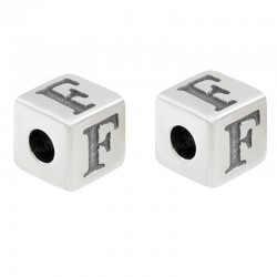 Zamak Bead Cube w/ Letter "F" 7mm (Ø3.7mm)