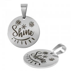 Stainless Steel 304 Charm Round “Shine” 15mm/1.5mm