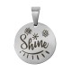 Stainless Steel 304 Charm Round “Shine” 15mm/1.5mm