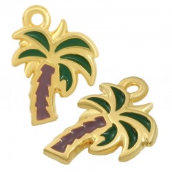 Zamak Charm Palm Tree w/ Enamel 12x14mm