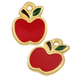 Zamak Charm Apple w/ Enamel 11x13mm