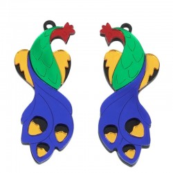 Plexi Acrylic Pendant Peacock 26x60mm (2pcs/Set)