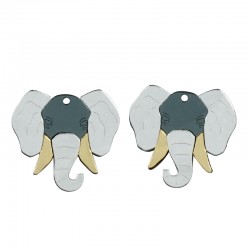 Πλέξι Ακρυλικό Μοτίφ Σκουλαρίκι Ελέφαντας 42x40mm (2τμχ/Σετ)