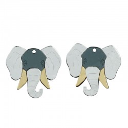 Plexi Acrylic Pendant Elephant  42x40mm (2pcs/Set)