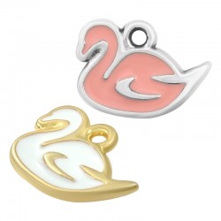 Zamak Charm Swan w/ Enamel 11x13mm