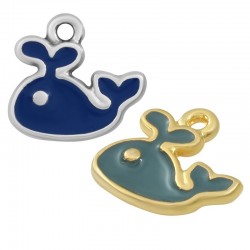 Zamak Charm Whale w/ Enamel 14x11mm