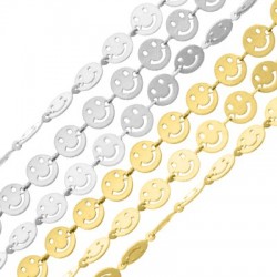 Brass Chain Round Smiley Face 8mm