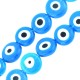 Glass Bead Round Flat w/ Evil Eye 10mm (Ø1mm) (~38pcs)