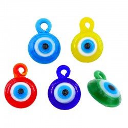 Glass Charm Round Evil Eye 20mm