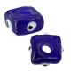Glass Bead Cube w/ Evil Eye 15mm/8.5mm (Ø6mm)
