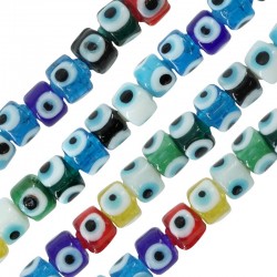 Glass Bead Washer w/ Evil Eye 7x9mm (Ø1.6mm) (~40pcs)