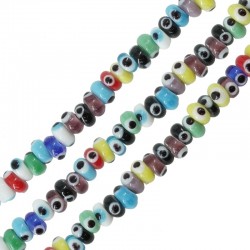 Glass Bead Washer w/ Evil Eye 6x3mm (Ø1.6mm) (~50pcs)