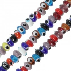 Glass Bead Washer w/ Evil Eye 7x3.5mm (Ø1.6mm) (~50pcs)