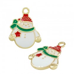 Pendentif en Zamak Émaillé Bonhomme de Neige 17.3 x 21.7 Mm/2.19 mm