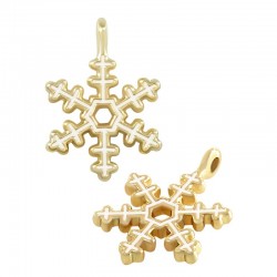 Zamak Charm Snowflake w/ Enamel 15x21.1mm/1.9mm